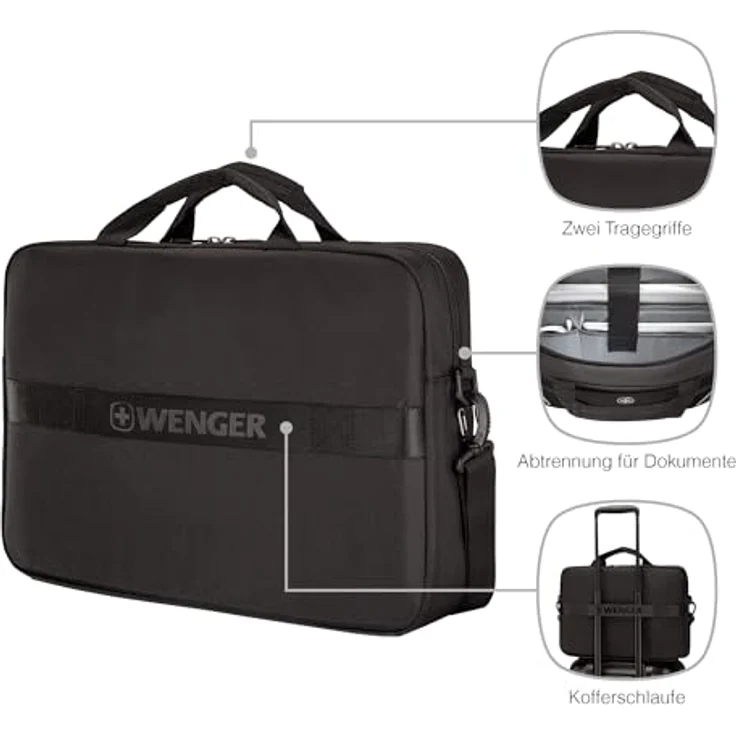 WENGER XE Brief 17 Laptop-Tasche, recyceltes Außenmaterial, 25 l Stauraum, Schwarz, 653301 – Bild 5