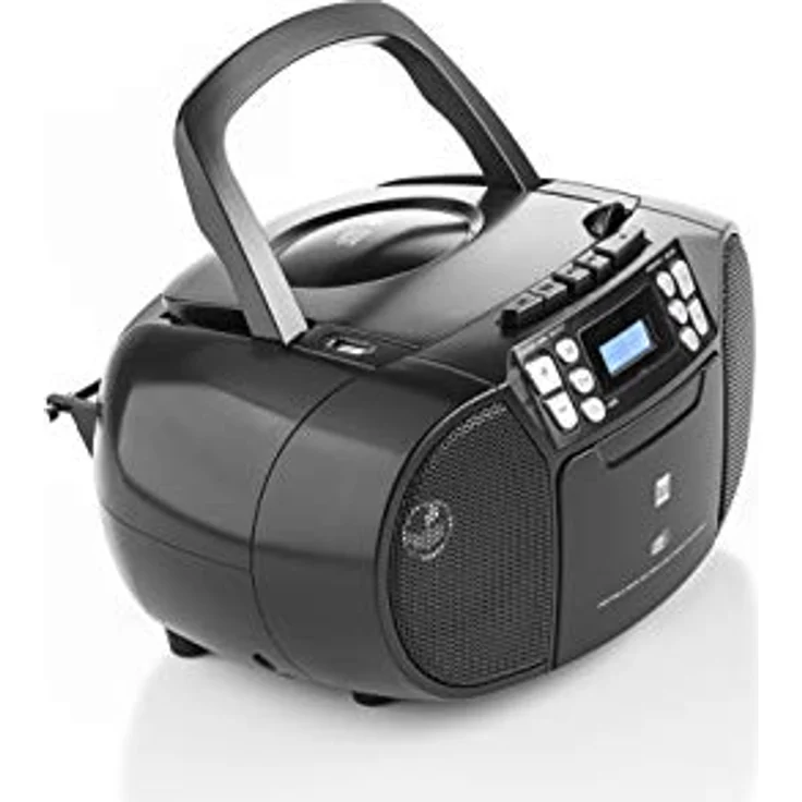 Dual DAB-P 210 Kassettenradio mit CD - DAB(+)-UKW-Radio - Boombox - CD-Player - Stereo Lautsprecher - USB-Anschluss - Aux-Eingang - Netz- - Batteriebetrieb - Tragbar Schwarz – Bild 4