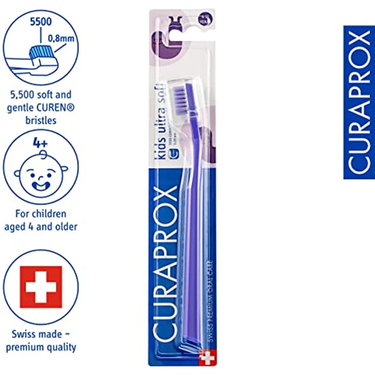 CURAPROX CS Kids Zahnbürste - Handzahnbürste für Kinder mit 5500 Ultra Soft CUREN Borsten und kleinem Bürstenkopf - Violett - Preisvergleich – Bild 2