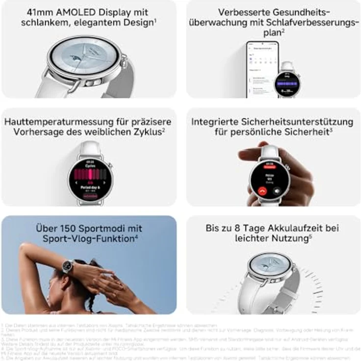 XIAOMI Watch S4, 41mm Smartwatch mit Lederarmband in Weiß, präzise Gesundheitsüberwachung und 150+ Sportmodi – Bild 2