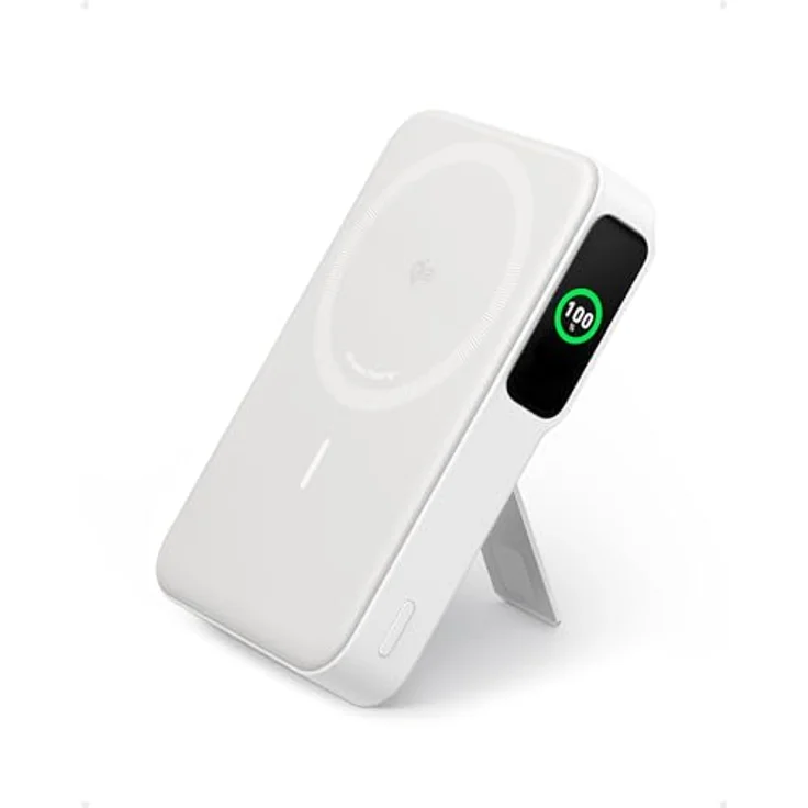 Anker MagGo Powerbank, Qi2-zertifiziert 15W MagSafe-kompatibles Ladegerät, 10.000mAh, Display & klappbarer Ständer, Für iPhone 15/14, Mit USB-C Kabel – Bild 1
