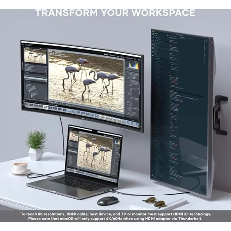 Satechi USB-C zu HDMI 2.1 8K Kabel, 2 m, mit Aluminiumgehäuse, schwarz-silber, unterstützt 8K/60Hz und 4K/120Hz – Bild 3