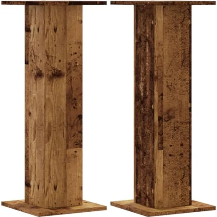 vidaXL Lautsprecherständer 2er Set, Altholz-Optik, stabil, max. Belastbarkeit 60 kg, 30x30x80 cm – Bild 1