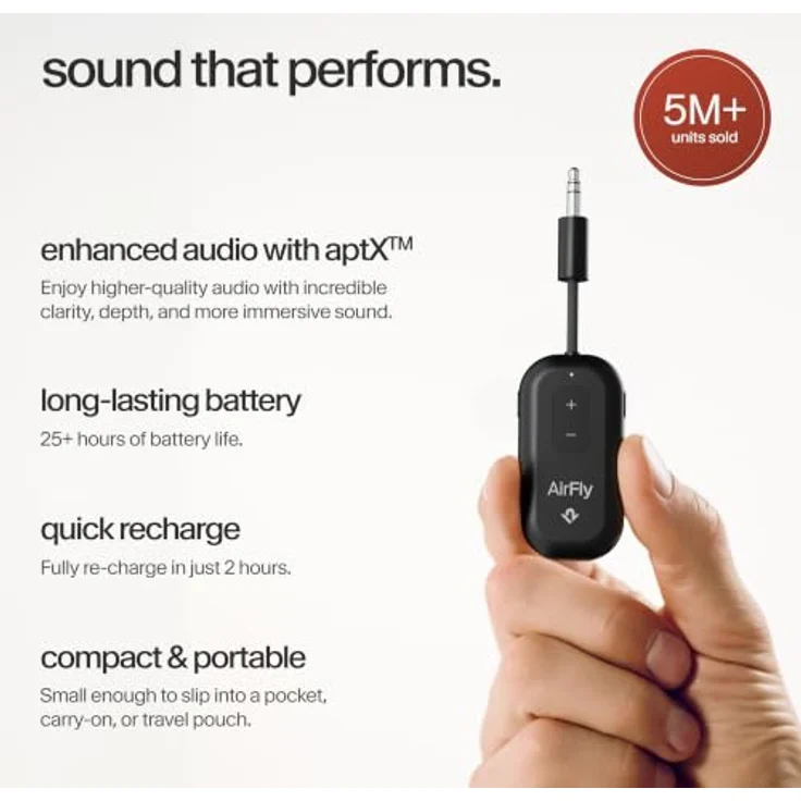 Twelve South AirFly Pro 2, Bluetooth®-Audio-Transmitter für Klinke/USB-C, Schwarz – Bild 4