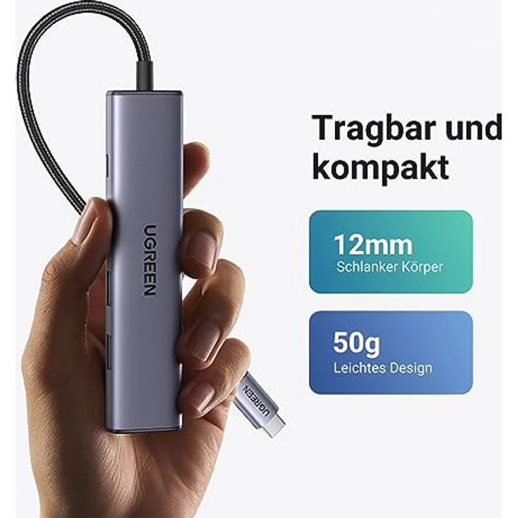 UGREEN USB-C® Dockingstation CM478, HDMI und USB-A Anschlüsse, 4K @ 30Hz, 100W Power Delivery, Plug-and-Play – Bild 6
