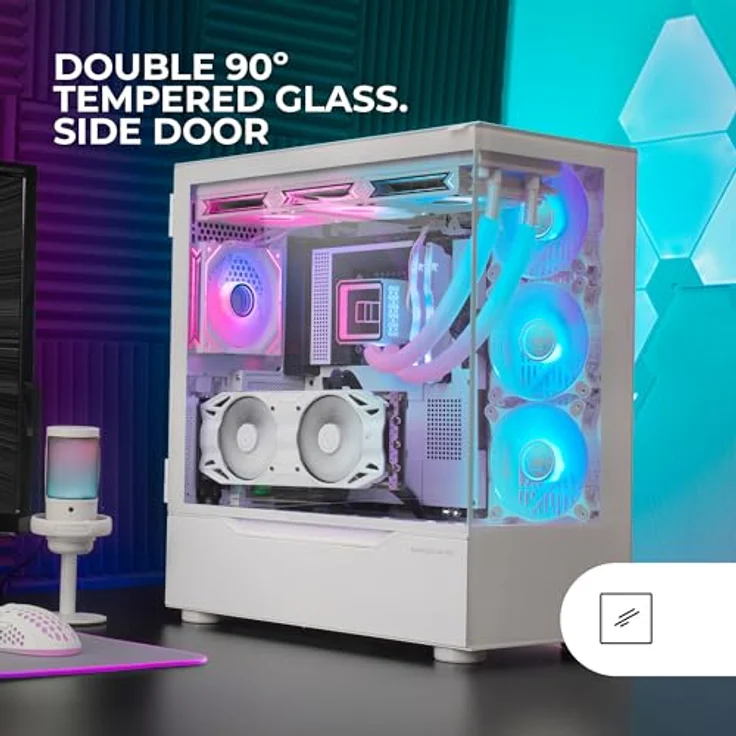 Mars Gaming MC-ULT, PC Tower Gehäuse in Weiß mit gehärtetem Glas, XXL-Kapazität für E-ATX, micro ATX, Mini-ITX, optimierte Kühlung und erweiterte Konnektivität – Bild 2