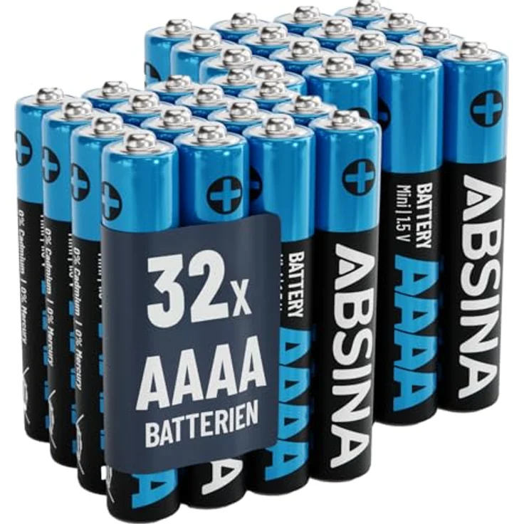 ABSINA AAAA Batterien 1,5V Alkaline LR61, ideal für Surface Pen und Tablet Stift, langlebig und temperaturbeständig, 32er Pack – Bild 1