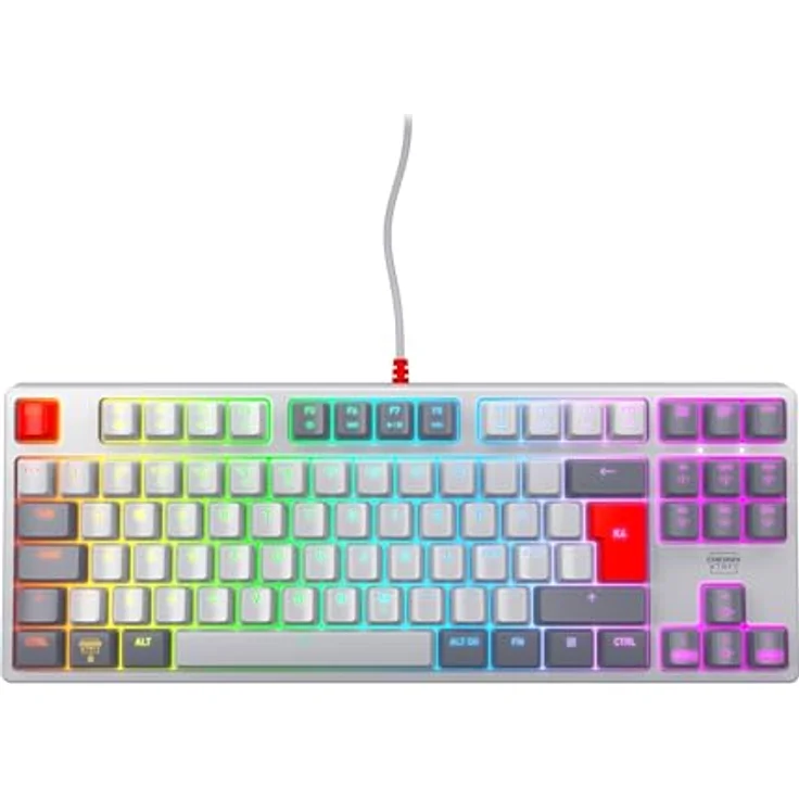 CHERRY XTRFY K4V2 TKL, Kabelgebundene Gaming-Tastatur mit RGB-Beleuchtung, MX2A RED Switches, Pan-Nordisches Layout (QWERTY), Retro – Bild 1