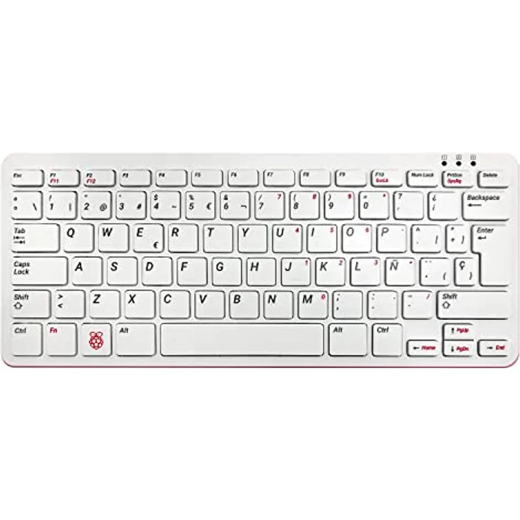 Raspberry Pi offizielle Tastatur, ES-Layout, inkl. 3 Port USB Hub, rot/weiß – Bild 2