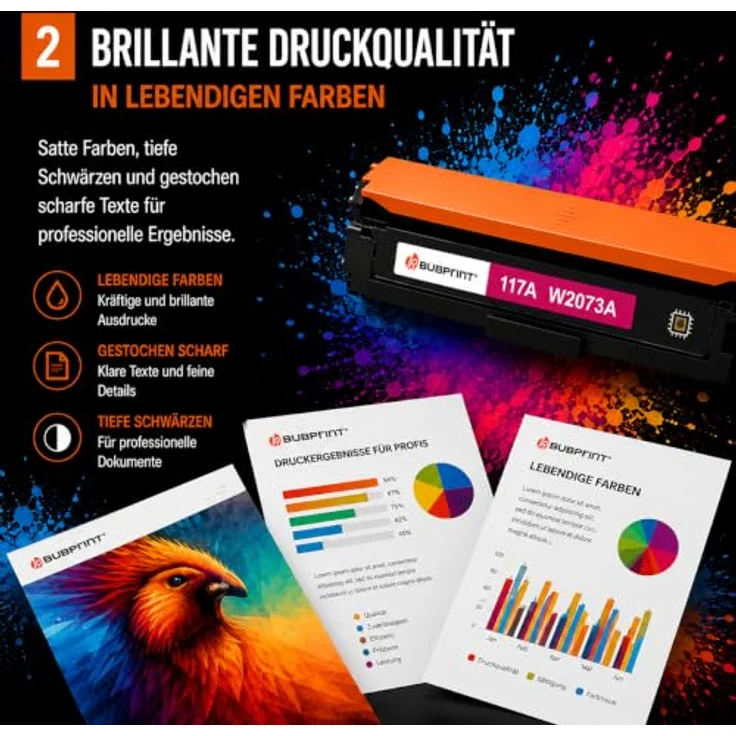 Bubprint 4 Toner kompatibel mit HP 117A, Set in Schwarz, Cyan, Magenta und Gelb - je 1.000 Seiten Schwarz und 700 Seiten pro Farbe – Bild 3