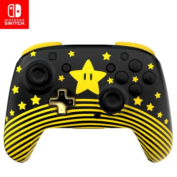 Turtle Beach Rematch Wireless Controller: Super Mario Star - Leuchtet im Dunkeln, Aufladbare Batterie, Offiziell Lizenziert für Nintendo Switch, Lite und OLED