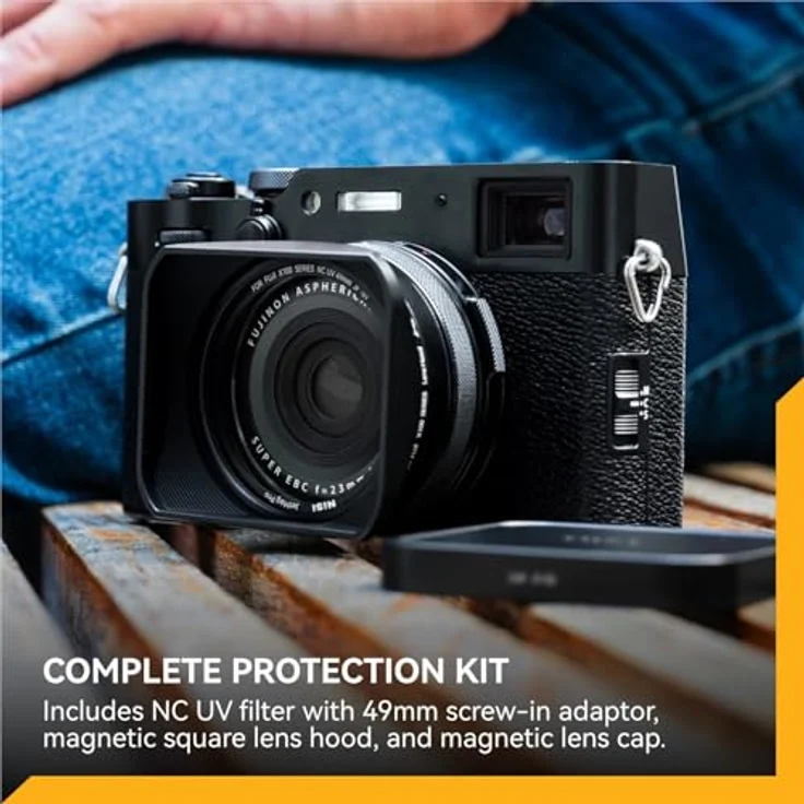 NiSi JetMag Pro Magnetfilter Kit für Fuji FUJIFILM X100VI / X100V / X100T / X100S / X100F / X100, inkl. NC UV Filter 49mm, magnetische Rechteck-Streulichtblende, magnetischer Objektivdeckel, Schwarz – Bild 2