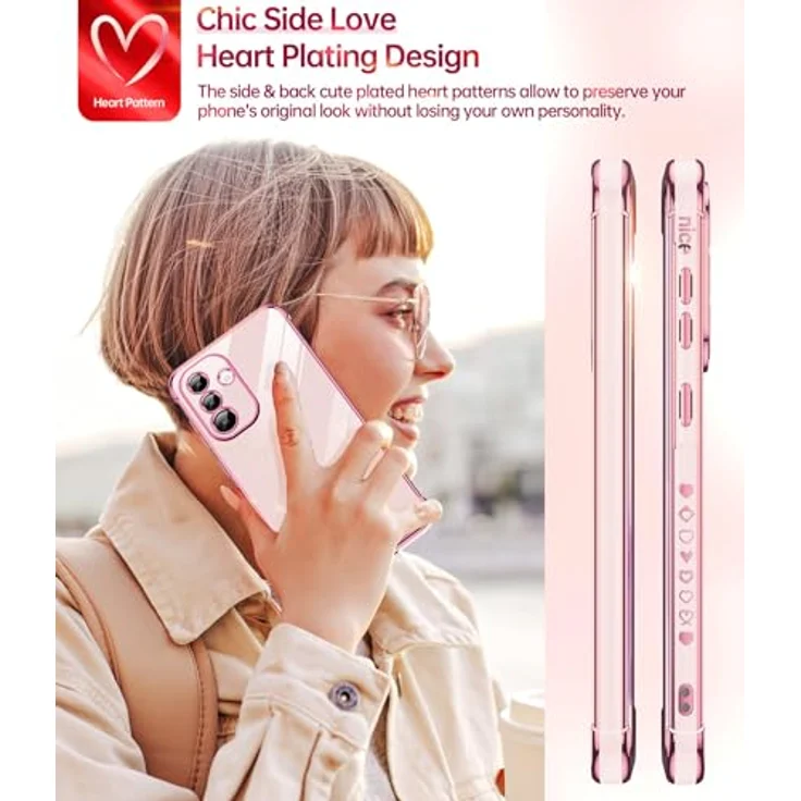 LeYi Handyhülle für Samsung Galaxy A36 5G, Cute Herz Muster TPU Silikon, stoßfest mit 2 Schutzfolien, kratzfest und Kameraschutz, Rosa – Bild 5