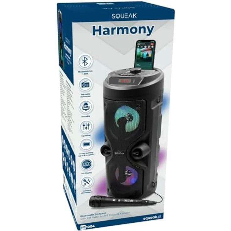 SQUEAK SQ1004 Tragbarer Bluetooth-Lautsprecher, 40 W, Schwarz – Bild 2