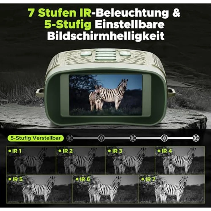 VOOPEAK Nachtsichtgerät Militär, 4K UHD Infrarot-Fernglas, 48MP, 10X Digitalzoom, 300m Reichweite, 5000mAh wiederaufladbar mit 32GB TF-Karte für Jagd, Sicherheit und Camping – Bild 4