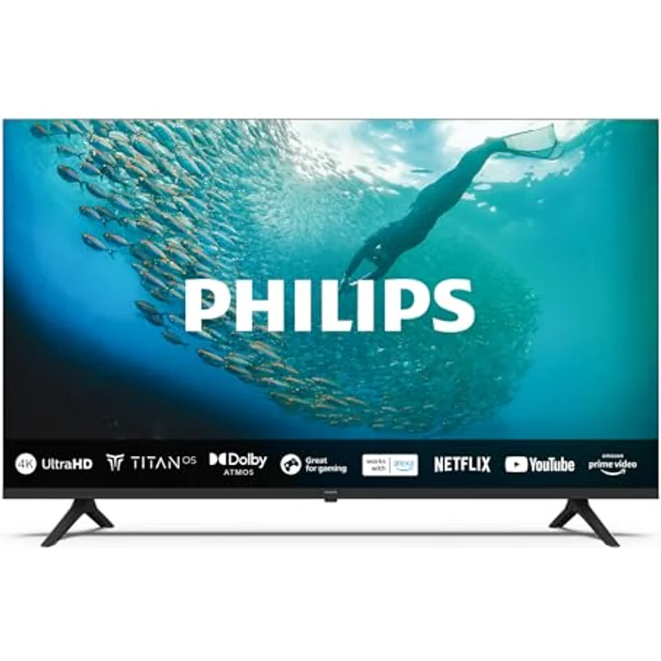 Philips 65PUS7009 4K LED Smart TV - 65-Zoll Display mit Pixel-präziser Ultra HD Titan OS Plattform und Dolby Atmos-Klang. Funktioniert mit Alexa und Google Sprachassistent – Schwarz – Bild 1