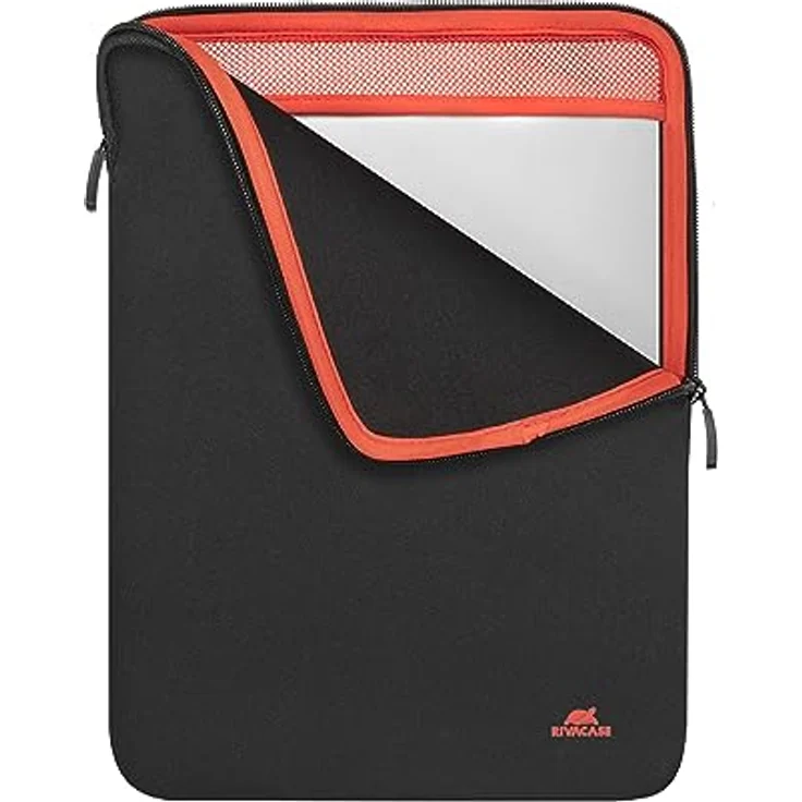 Rivacase vertikale Laptophülle Sleeve - Wasserabweisende und ultraleichte Notebooktasche - stoßfeste Slim Laptop-Schutzhülle (Schwarz, 13.3 Zoll) – Bild 3