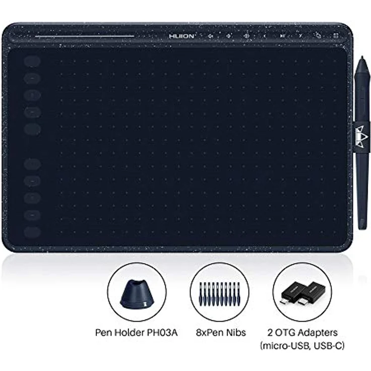 HUION HS611 Blue Grafiktablett, Kabelgebunden, 5080 lpi, 258,4 x 161,5 mm, USB, 1 cm, Blau – Bild 3