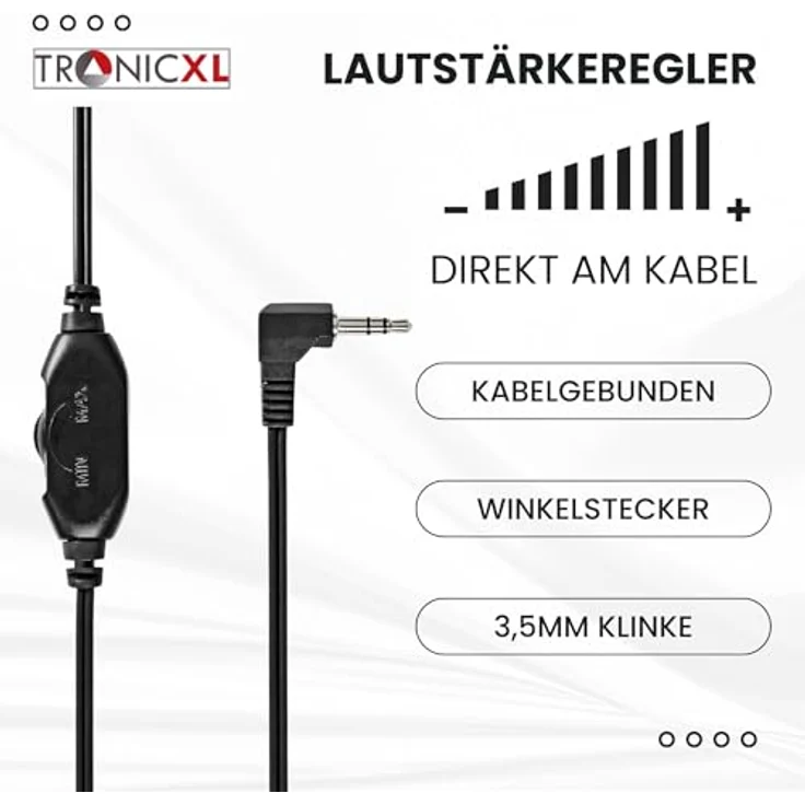 TronicXL Fernseh Kopfhörer 6m langes Kabel Kopfbügel Neodymmagnet 30mm für Fernseher Samsung LG Sony Toshiba DYON JVC Philips Apple iPad iMac Computer - Stereokopfhörer Headphones Klinkenstecker – Bild 3