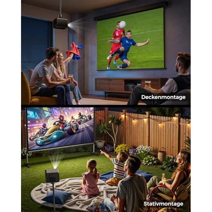 Ultimea Projektor Poseidon E100 DLP, Full HD Beamer mit 1800 lm Helligkeit, 1.2:1 Projektionsverhältnis, Schwarz – Bild 9