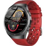 TPFNet SW14 Smartwatch mit Silikon Armband, Android, Rot, Blutdruckmesser, Musiksteuerung, Anti-Lost, Kalorien, Blutsauerstoff