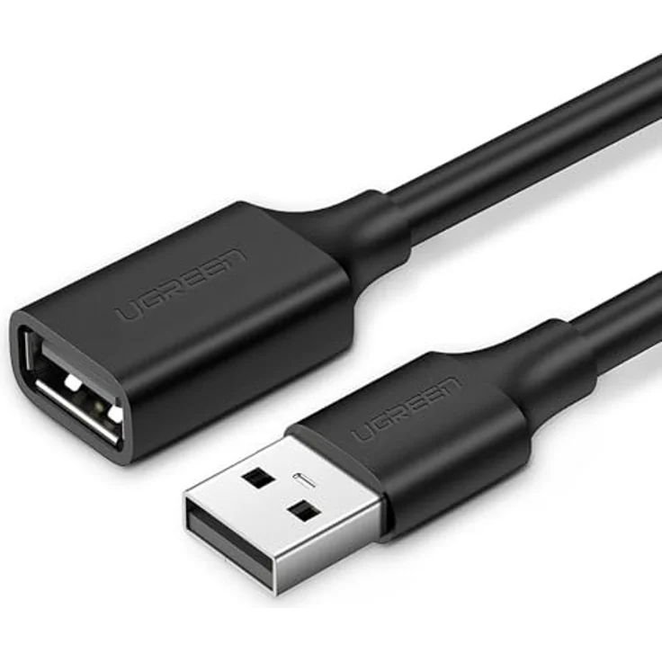 UGREEN USB 2.0-Verlängerungskabel, A-Stecker auf A-Buchse, vergoldet, 0,5 m, Rundkabel, schwarz – Bild 1
