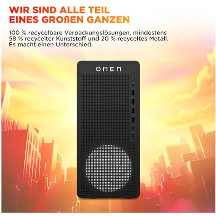 HP OMEN by HP 16L TG03-0154ng, Gaming Desktop-PC mit AMD Ryzen 5 8400F, 16 GB DDR5 RAM, 1 TB SSD, AMD Radeon RX 9060 XT, schwarz – Bild 8