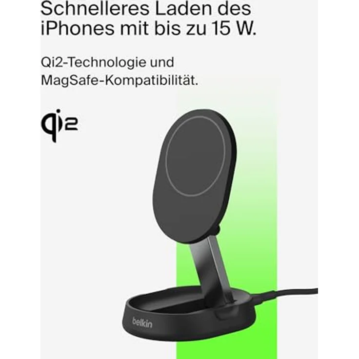 Belkin Support de charge magn?que Qi2 (15 W), Wireless Charger, Schwarz – Bild 2