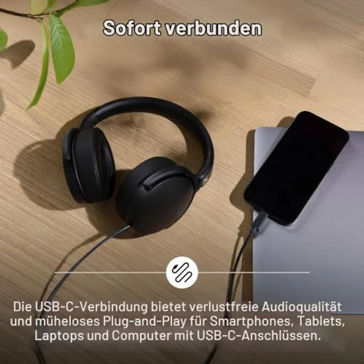 Sennheiser HD400U, Kabelgebundene Kopfhörer mit USB-C und intelligenter Fernbedienung, Schwarz – Bild 3