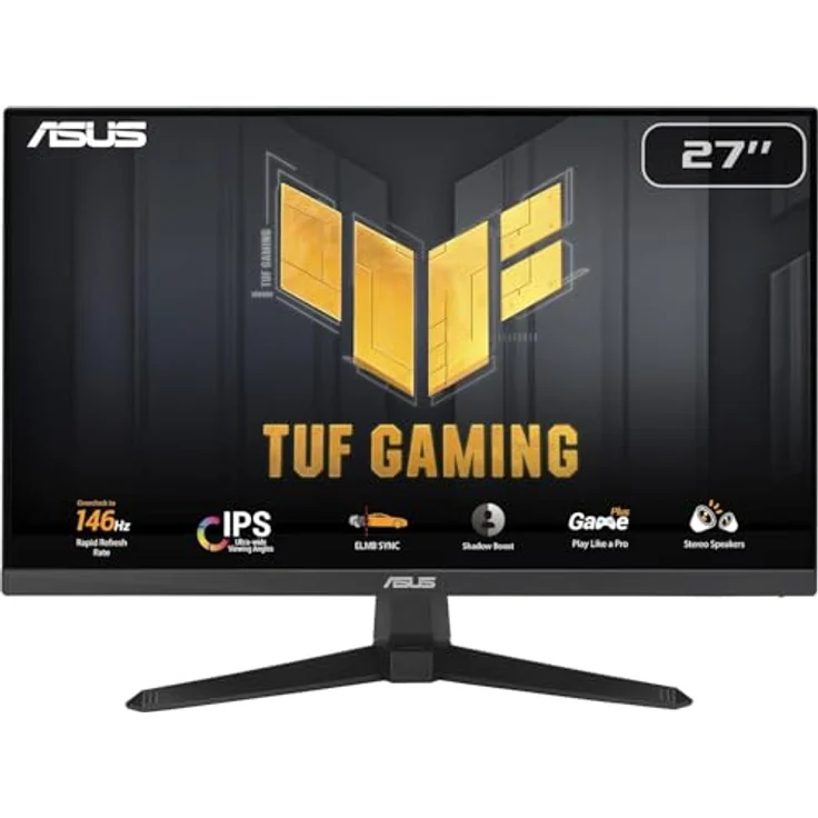ASUS TUF Gaming VG279QE5A, 27 Zoll Full HD Monitor mit 1920 x 1080 IPS, 146Hz (OC), 1ms Reaktionszeit, ELMB Sync, Lautsprecher, HDMI, DisplayPort – Bild 1