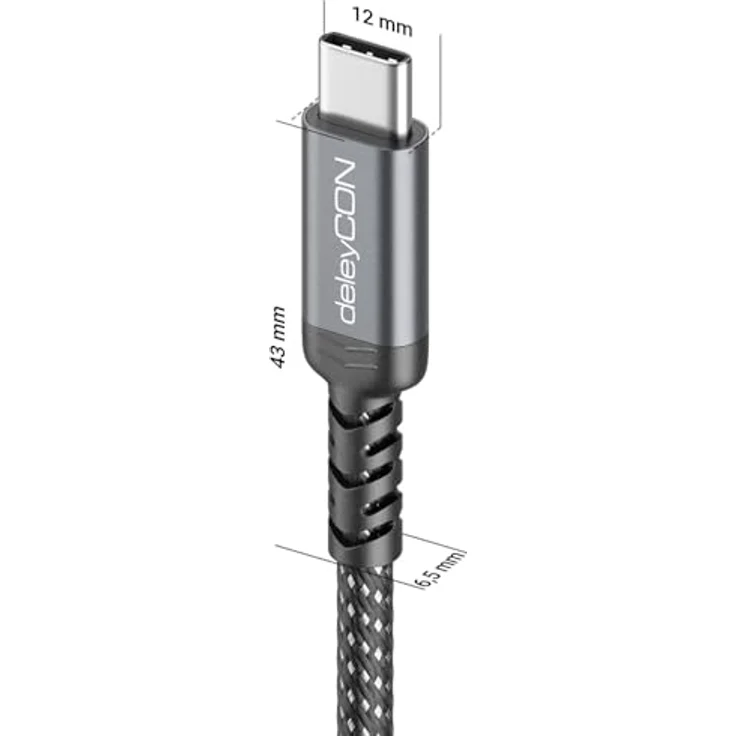 deleyCON 1m 240W USB-C Ladekabel, Schnellladekabel PD3.1, 48V 5A, Nylonkabel mit Knickschutz, für iPhone 17/16/15 Pro Max, Galaxy A16/A56/S25/S24/S23, Pixel, iPad Pro, MacBook, AirPods, Tablet, Switch, PS5 – Bild 2