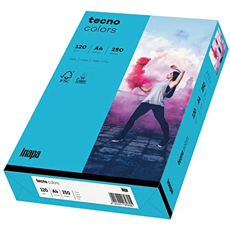 inapa farbiges Druckerpapier, buntes Papier tecno Colors: 120 g/m², A4, 250 Blatt, blau – Bild 1