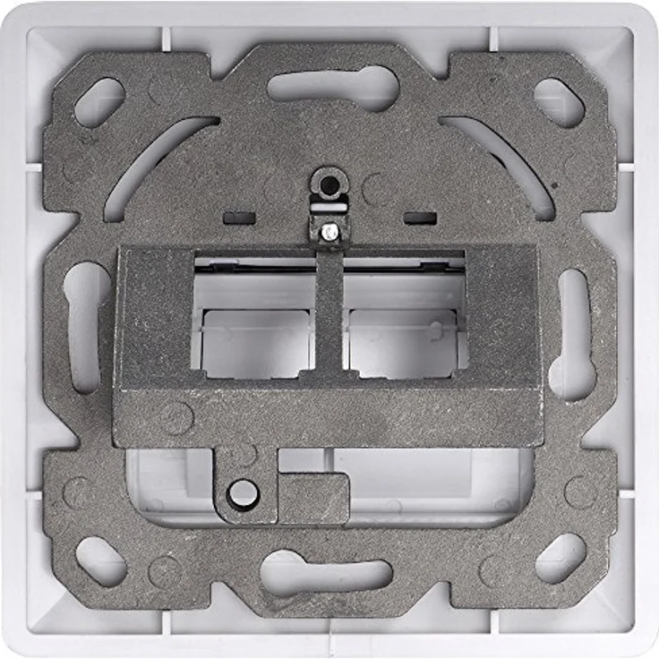 Digitus DN-93801-1 Keystone-Halterung 2-fach, Weiß mit integrierten Staubschutzklappen und schrägem Auslass – Bild 2