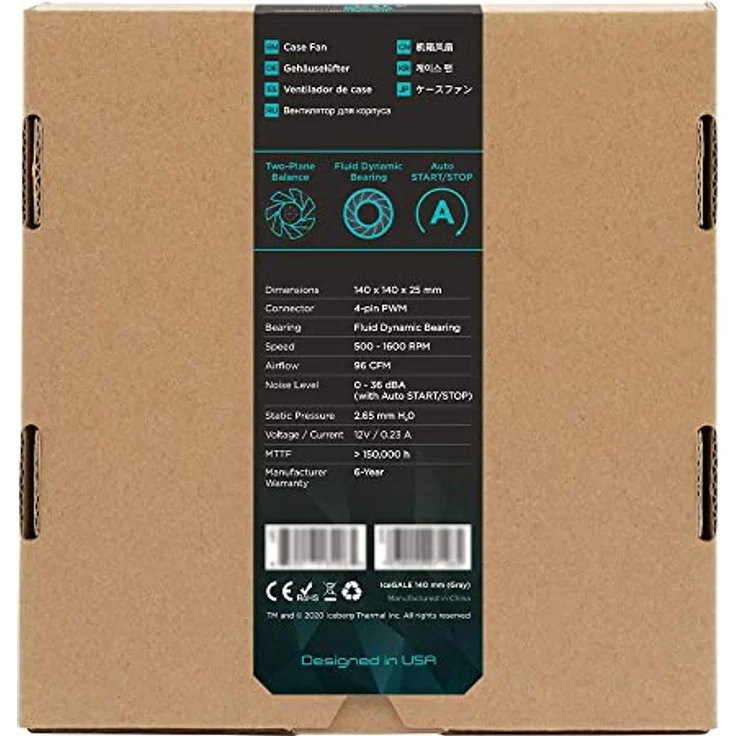 Iceberg Thermal IceGALE 140 mm PWM Premium Gehäuselüfter, Grau – Bild 5