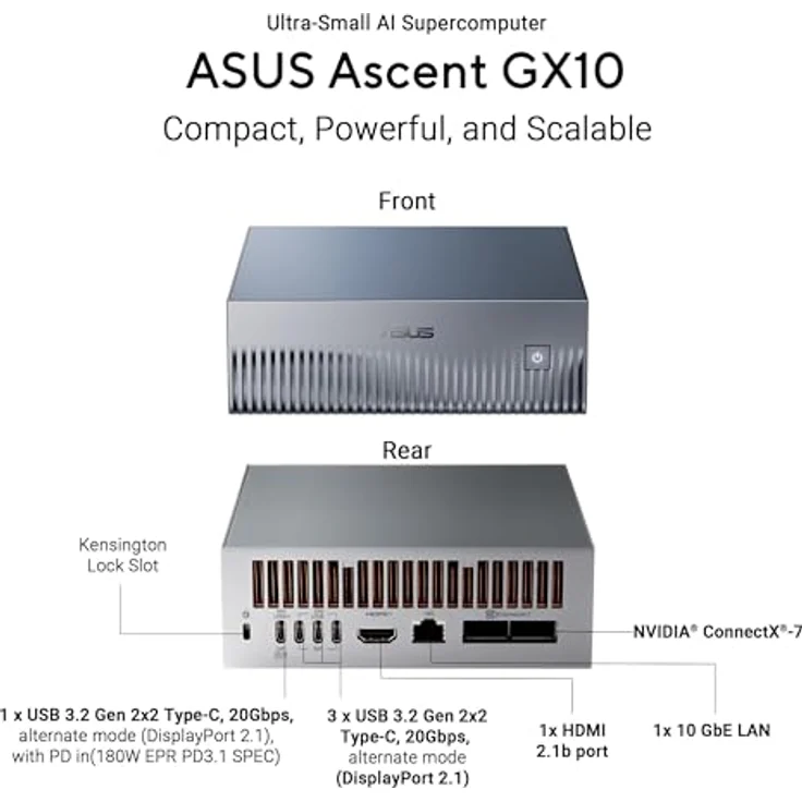 ASUS GX10-GG0026BN, Ultrakleiner KI-Supercomputer mit NVIDIA DGX™ Spark, 2000 GB Speicher, grau – Bild 7