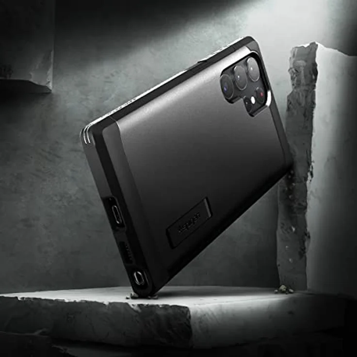 Spigen Tough Armor Hülle Kompatibel mit Samsung Galaxy S22 Ultra -Schwarz, Doppelschichtige Schutzhülle mit Kickstand und Eckschutz – Bild 3