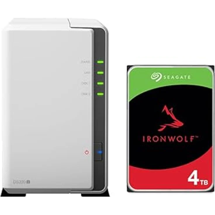 Synology DS220j 8 TB 2 Bay Desktop NAS-Lösung | Installiert mit 2 x 4 TB Seagate IronWolf-Laufwerken – Bild 2
