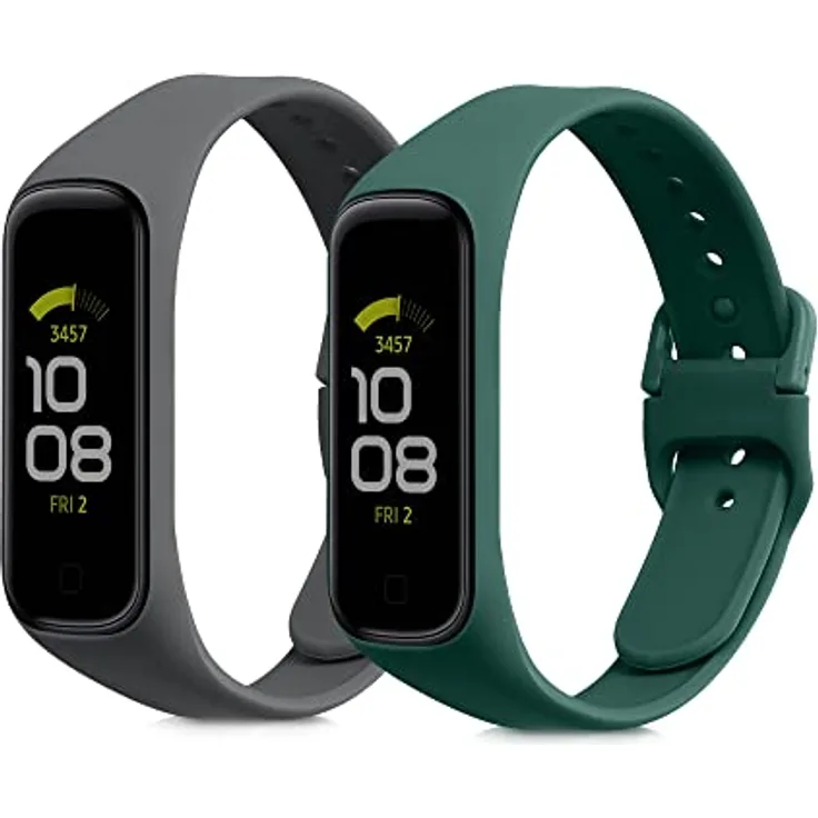 kwmobile 2X Sportarmband für Samsung Galaxy Fit 2 - TPU Silikon Fitness Tracker Band Set, verstellbar von 14-21,6 cm, verschiedene Farben