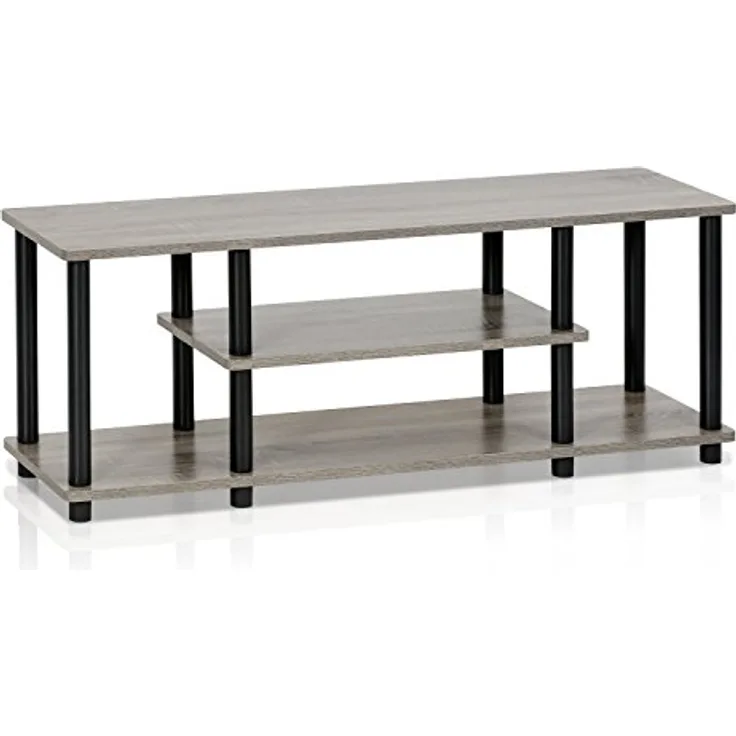 Furinno Entertainment/TV-Regal mit unterschiedlichen Ablageflächen, holz, Eiche Grau/Schwarz, 29.72 x 29.72 x 41.15 cm