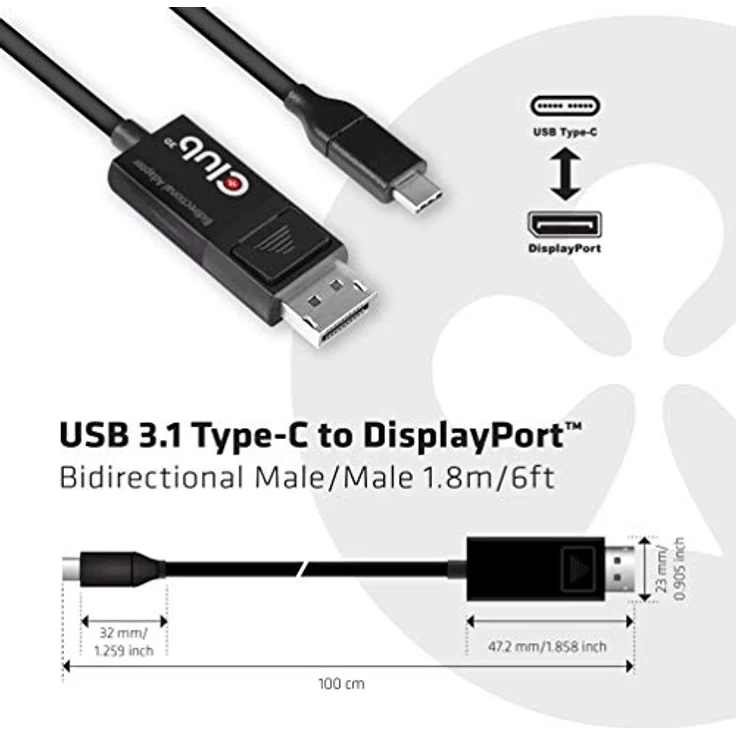 CLUB3D cac-1557 USB C Displayport 1.4 Schwarz – Bild 6