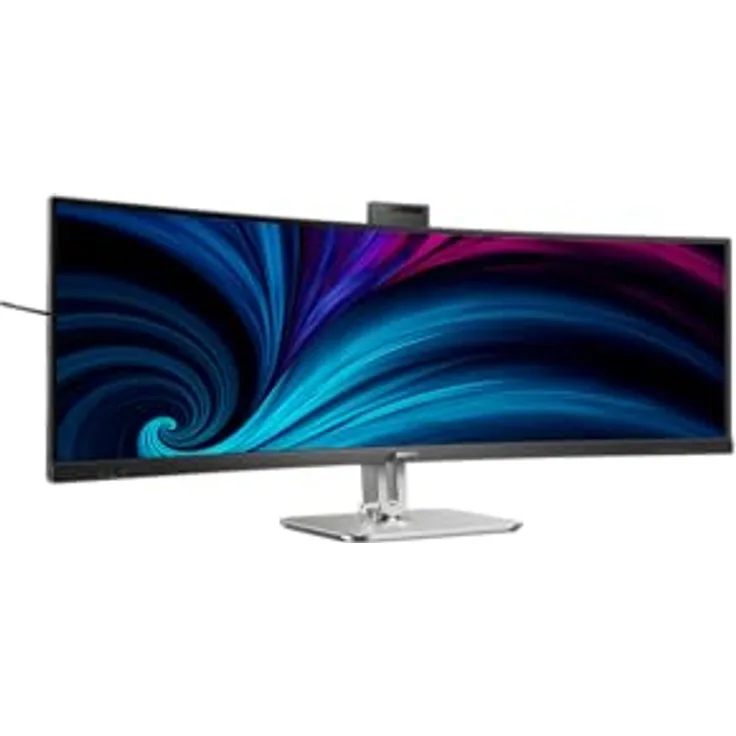 Philips 49B2U6903CH - 49 Zoll DQHD Curved Monitor, Webcam, Mikrofon, RJ45, höhenverstellbar (5120x1440, HDMI, DisplayPort, Thunderbolt 4, USB Hub) schwarz