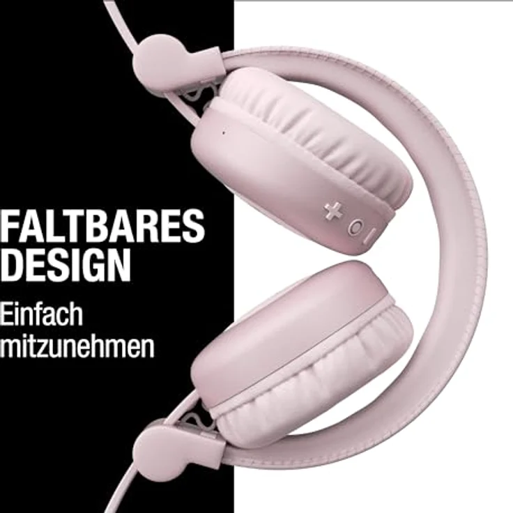Fresh 'n Rebel Code Core, Bluetooth-Kopfhörer on-Ear, kabellos, 30 Stunden Spielzeit, mit Mikrofon und Sprachassistent, Lautstärkeregler und Wiedergabe/Pause-Tasten, faltbar (Smokey Pink) – Bild 4