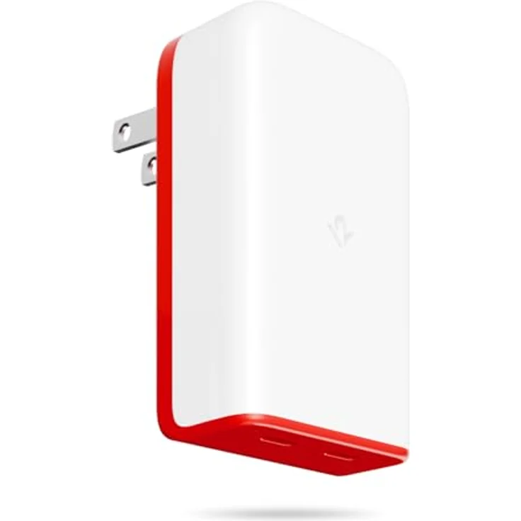 TwelveSouth PlugBug Travel 50W, USB-C-Ladegerät mit Find My, kompaktes Design, weiß-rot – Bild 1