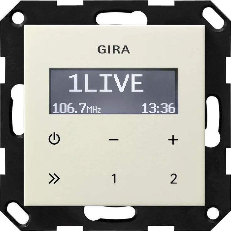 Gira UP-Radio 228401 RDS, Unterputz-Radio mit RDS-Funktion und cremeweisser Kunststoffoberfläche