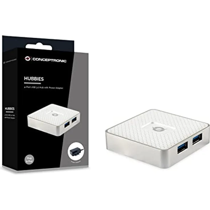 Conceptronic HUBBIES03W 4-Port USB 3.0 Hub inkl. Netzteil Netzteil