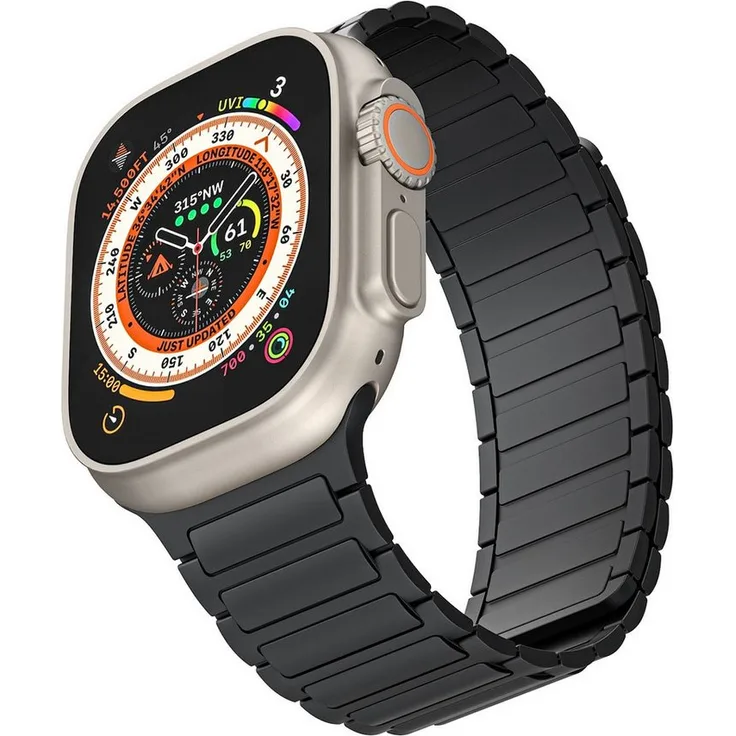 Wigento Silikon Armband mit Magnetschlaufe für Apple Watch SE 2023 40mm, Schwarz, bequem und stilvoll