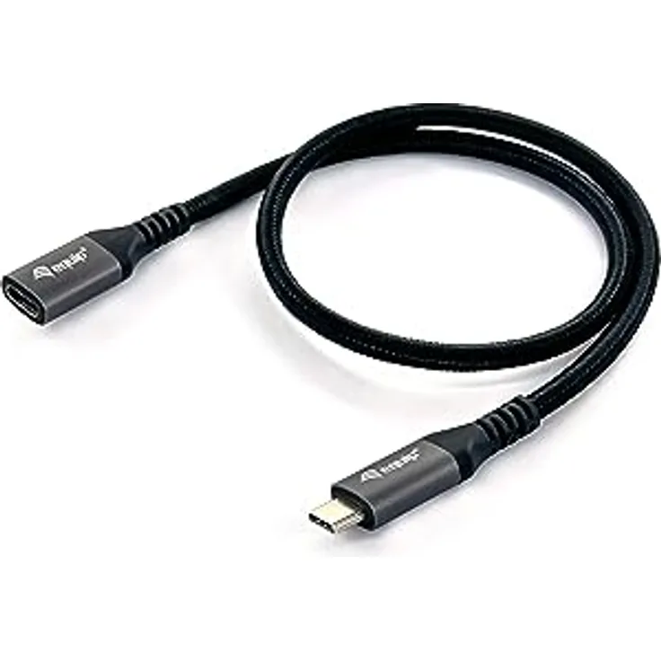 Equip 128370 USB 3.2 Gen 2 C-auf-C-Verlängerungskabel, M/F, 0,5m, 4K/60Hz, 10Gbps, Schwarz