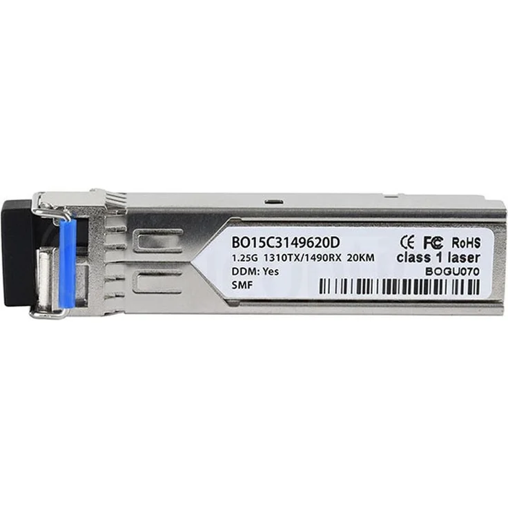 BlueOptics BO15C3149620D, kompatibler SFP Transceiver für Long-Range 20KM, LC Simplex, Silber