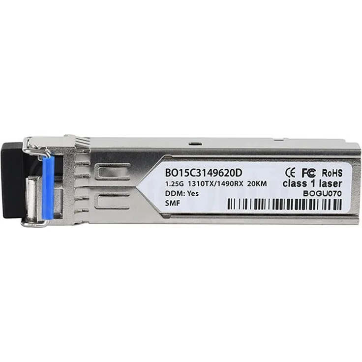 BlueOptics BO15C3149620D, kompatibler SFP Transceiver für Long-Range 20KM, LC Simplex, Silber