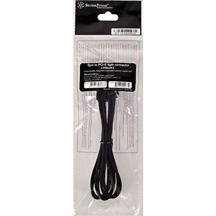 SilverStone SST-PP07-IDE6B - Netzteil-Verlängerungskable 25cm 6pin auf PCI-E 6pin, schwarz - Preisvergleich – Bild 3